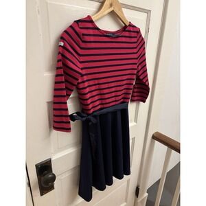 Polo Ralph Lauren Girls Blue‎ Pink striped Flare Dress Size Large (12/14)